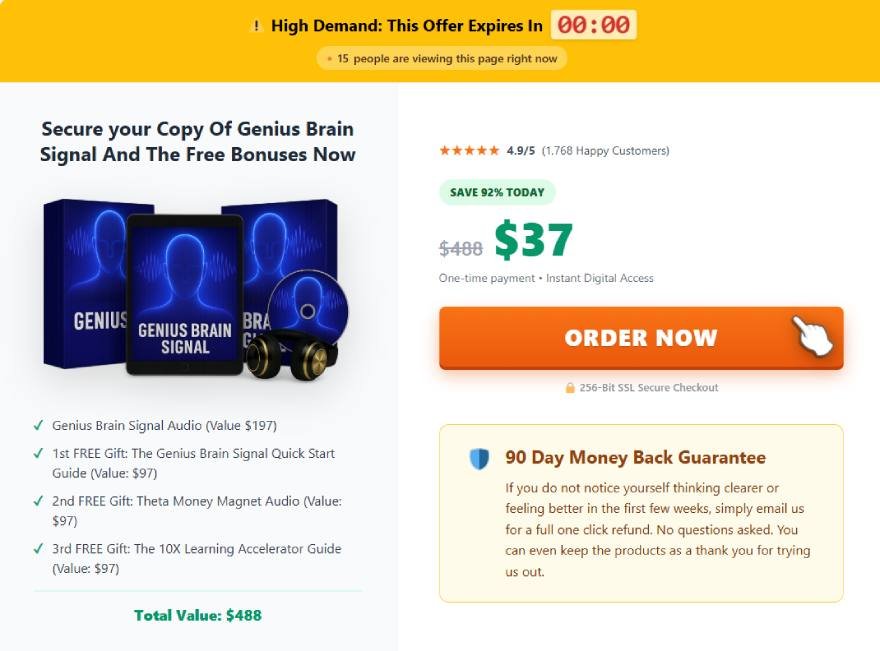 37$ for the Genius Brain Signal digital audio program